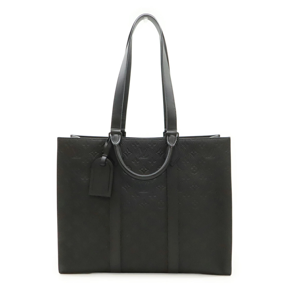 LOUIS VUITTON Taurillon Monogram Sac Plat Tote Bag Shoulder Handbag Noir Black